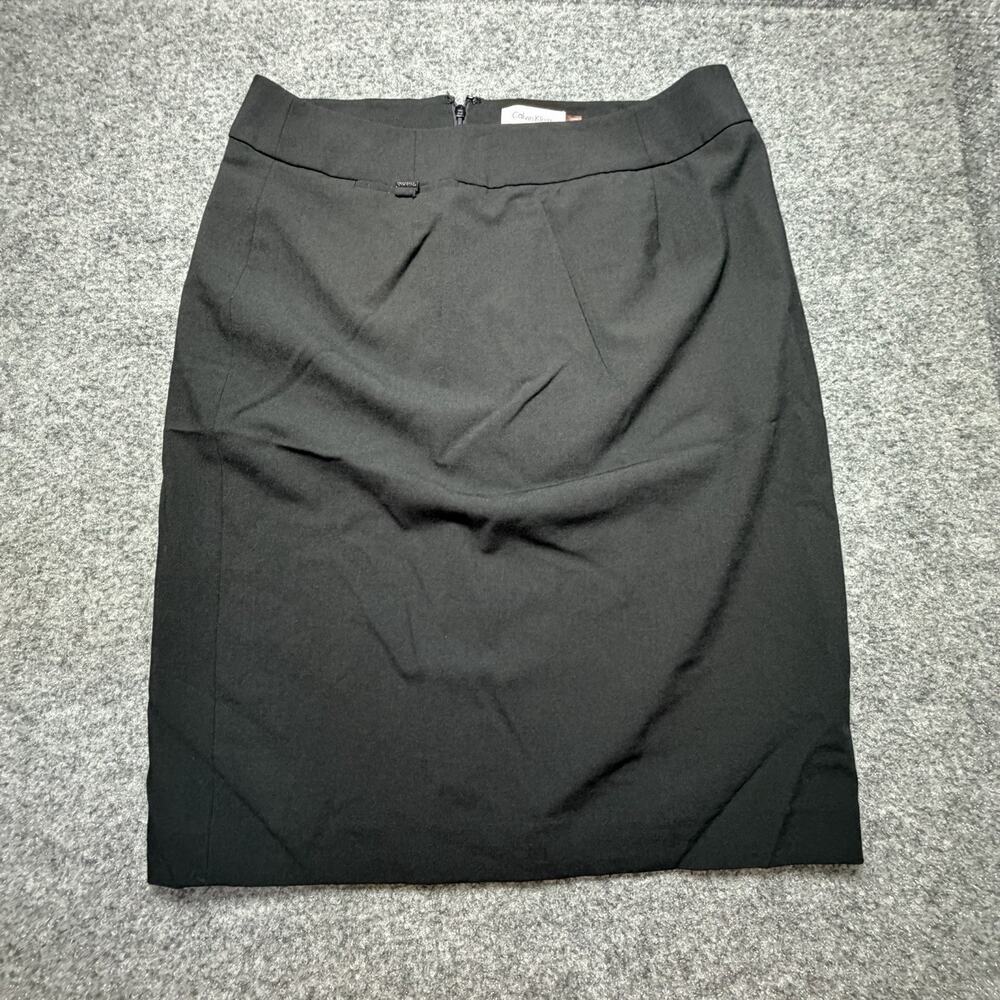 Calvin Klein Women’s Black Suit Skirt Size 6 W/ Rear Slit Cute Drawstring Waist